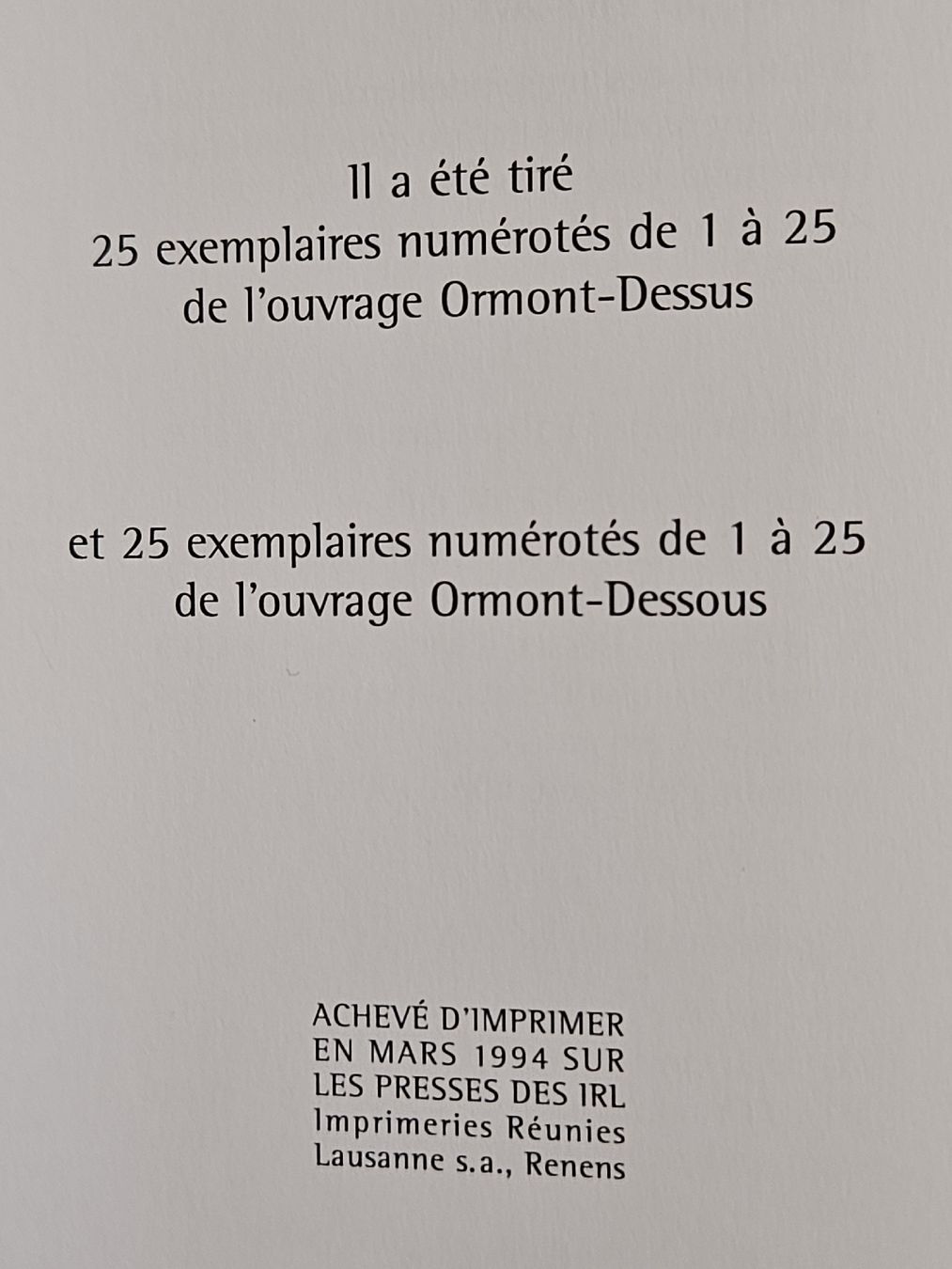 Livres: Livre Ormont-Dessous Ormont-Dessus 25 exemplaire  – D'occasion à Paudex par dro_zh86 2