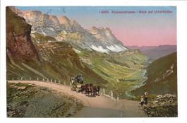 Klausenstrasse (GL/UR) Blick auf Urnerboden Postkutsche 1916