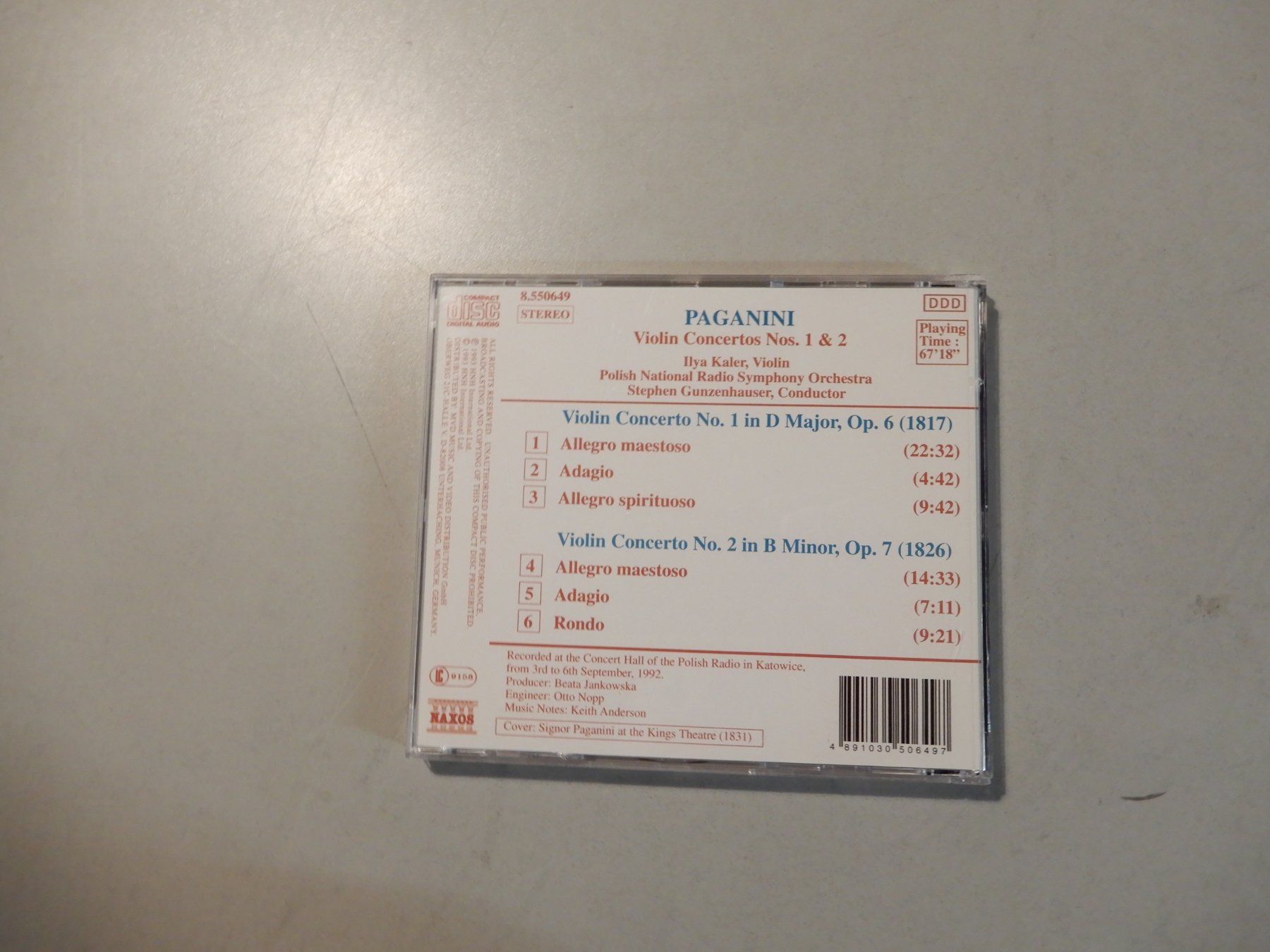 CD: Paganini Violinkonzerte Nr. 1, 2 - I. Kaler, Violine, CD ... – Usato da Erstfeld venduto da Mario_boe0 2