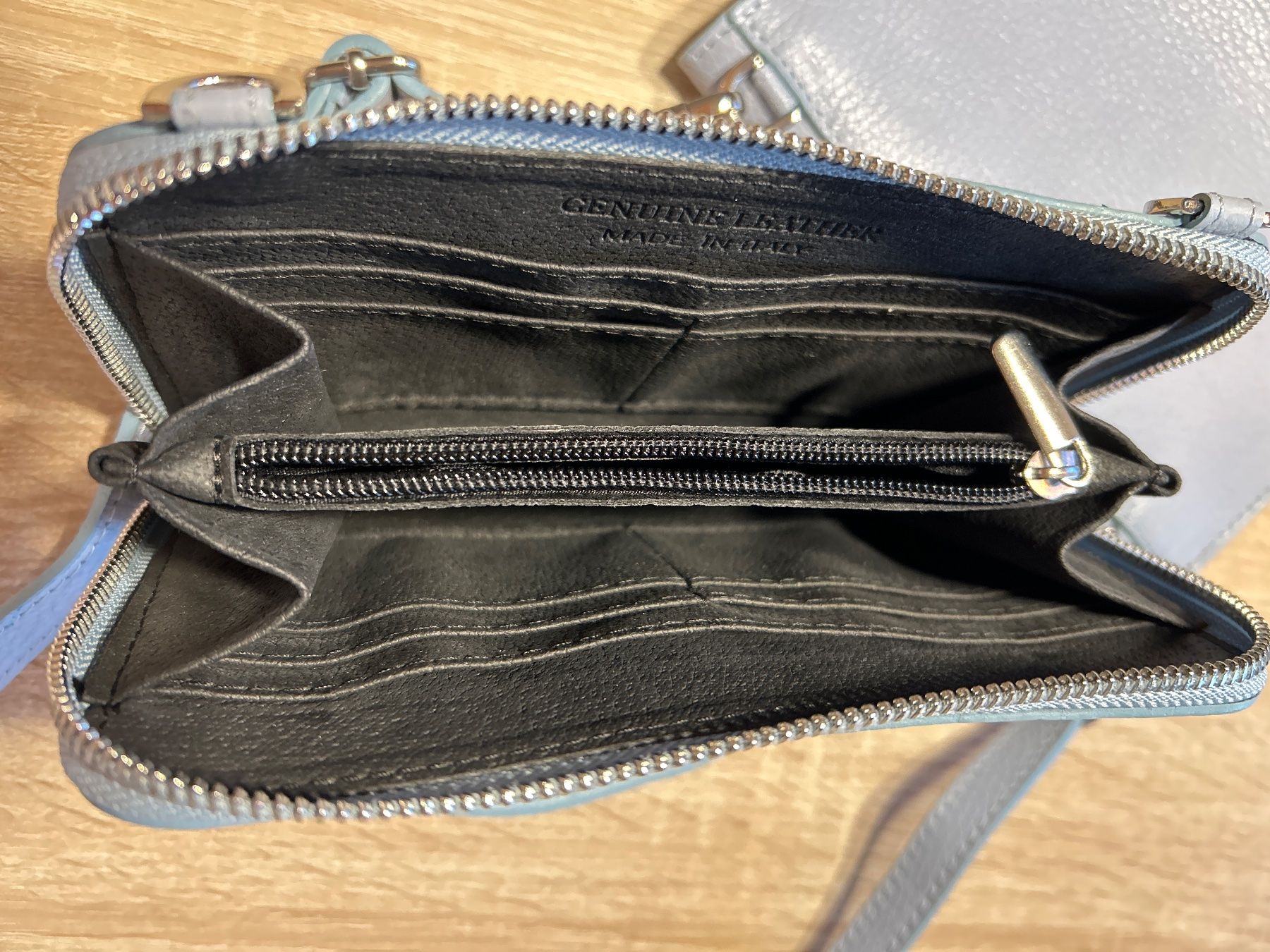 Borse da donna: Handytasche mit abnehmbarer Geldbörse hellblau echt Leder – Usato da Brunnen venduto da Nala2929 6