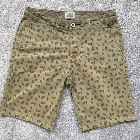 Blend Herren Shorts Gr. L Khaki mit Blattmuster Top Zustand 