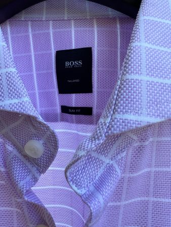 Baumwollhemd Hugo Boss L in Flieder Slim Fit Herren