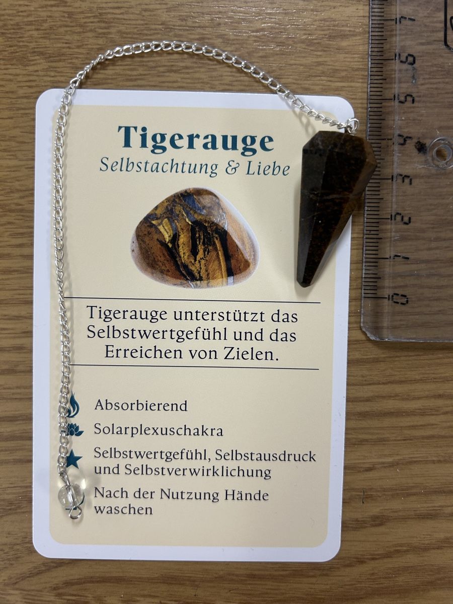 Minerali & Pietre curative: Pendel Tigerauge – Nuovo e nell'imballaggio originale da Eschenbach SG venduto da bushika