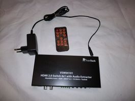 HDMI 2.0 Switch 4 auf 1 Umschalter UHD mit Audio Extractor