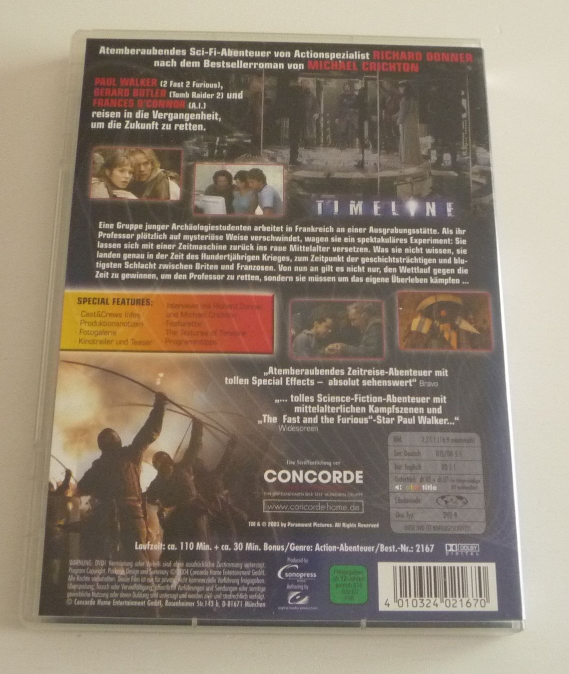 Tutti i DVDs: Timeline (DVD) ScienceFiction mit Paul Walker – Usato da Aarau venduto da Aaran 1