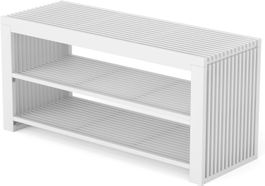 Schuhbank mit Sitzfläche aus Bambus Weiss  6 Paar Schuhe