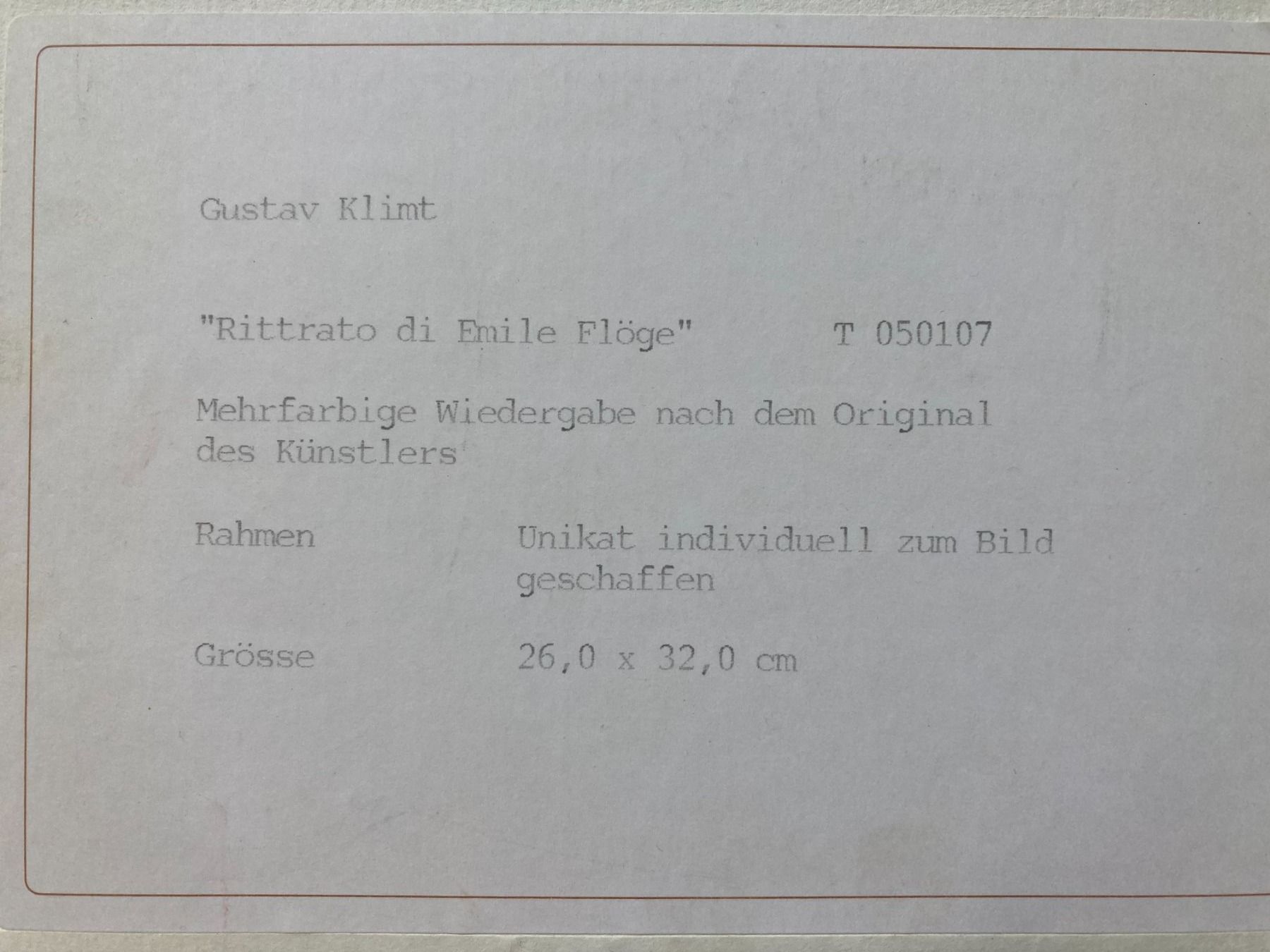 Poster & Bilder: Ritratto di Emile Flöge – Gebraucht aus Zürich von onuba 1