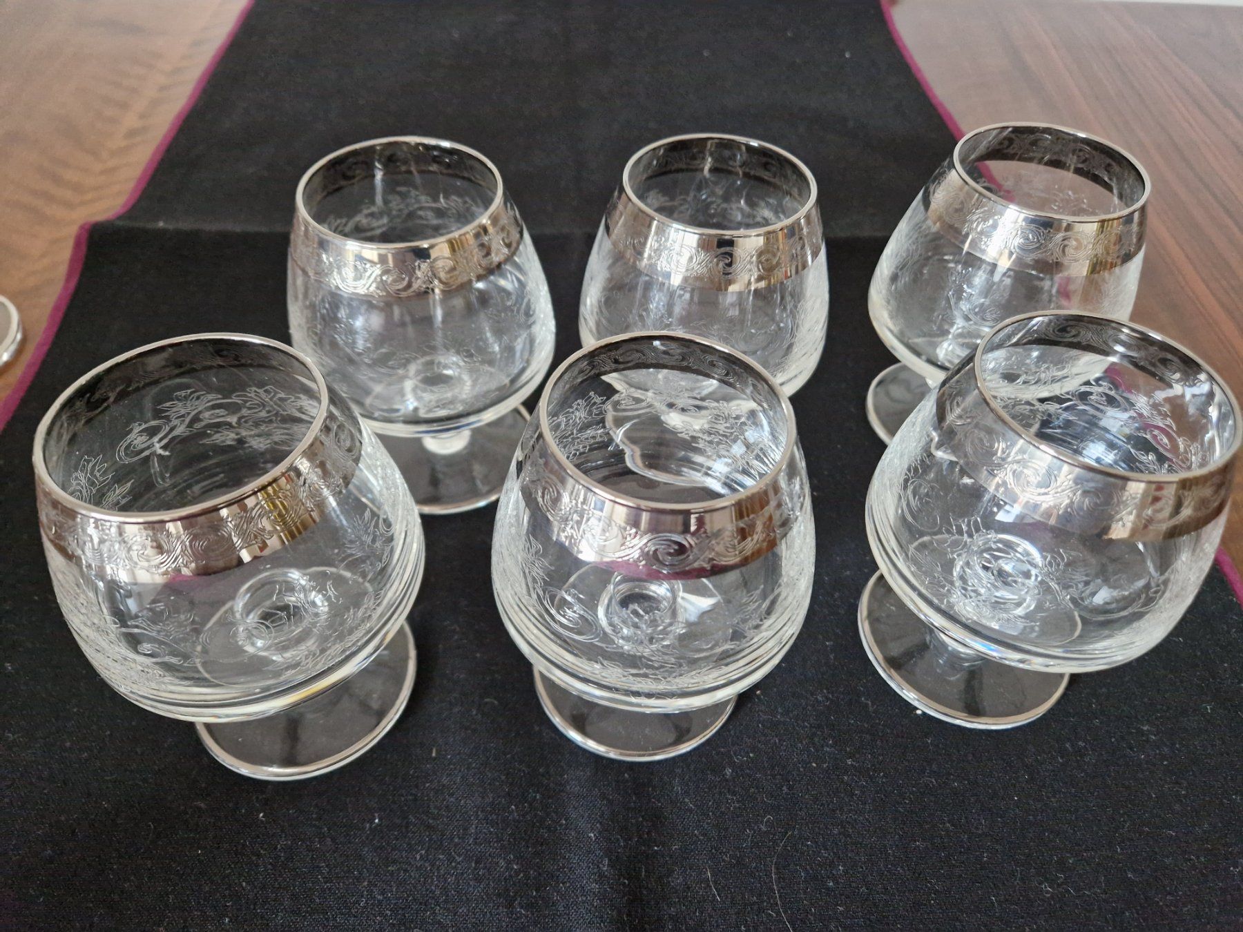Murano Gläser: 6 Cognacgläser Murano Medici/ Platinrand – Neu (gemäss Beschreibung) aus Bern von Antikbatik 1