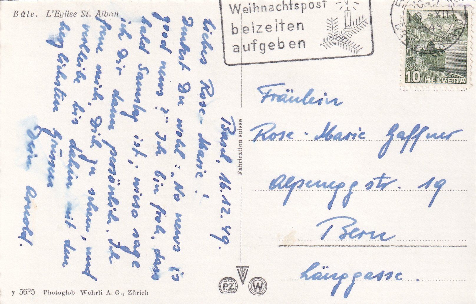 Cartoline postali: Basel - Albankirchlein /mp – Usato da Hombrechtikon venduto da Rudolf07 1