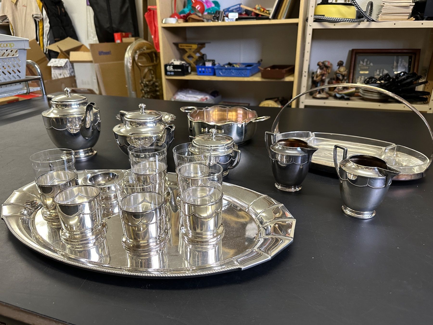 WMF Geschirrsets: WMF OX Antikes Teeservice versilbert Art-Deco – Gebraucht aus Reiden von Zofi-Brocki