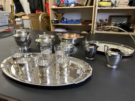WMF OX Antikes Teeservice versilbert Art-Deco