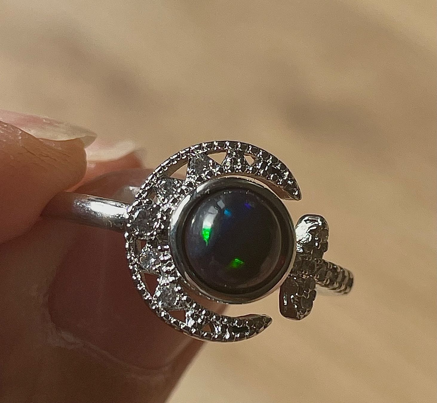 Anelli: 100 % echter Seltener schwarzer Opal Edelsteinring – Nuovo e nell'imballaggio originale da Schiers venduto da sisikristall 1