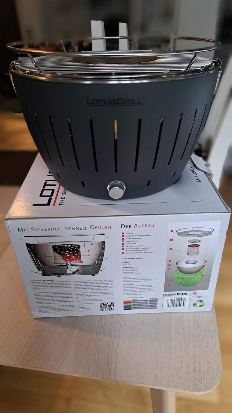 Lotus Bracieri: LotusGrill Classic Rauchfreier Holzkohlegrill - Anthrazit – Usato da Zürich venduto da cpqlab.26