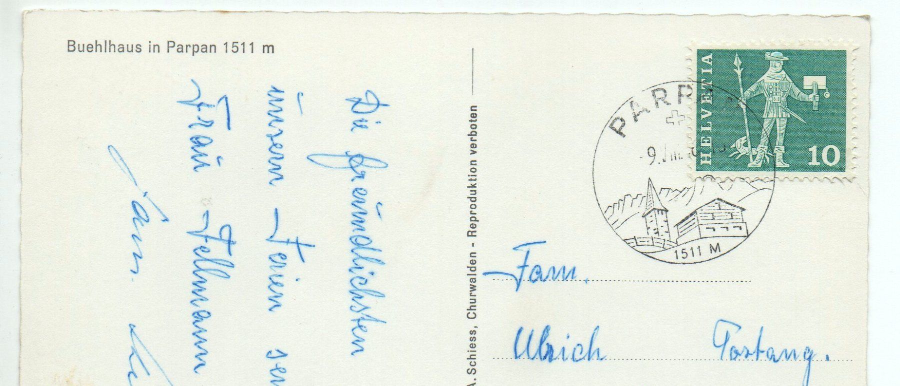 Ansichtskarten: PARPAN Buehlhaus – Gebraucht aus Jona von philajona 1