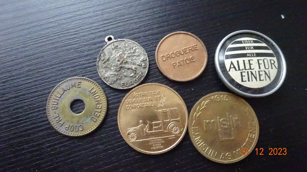 lot 8 médailles anciennes jetons cuivre XIXe antique french