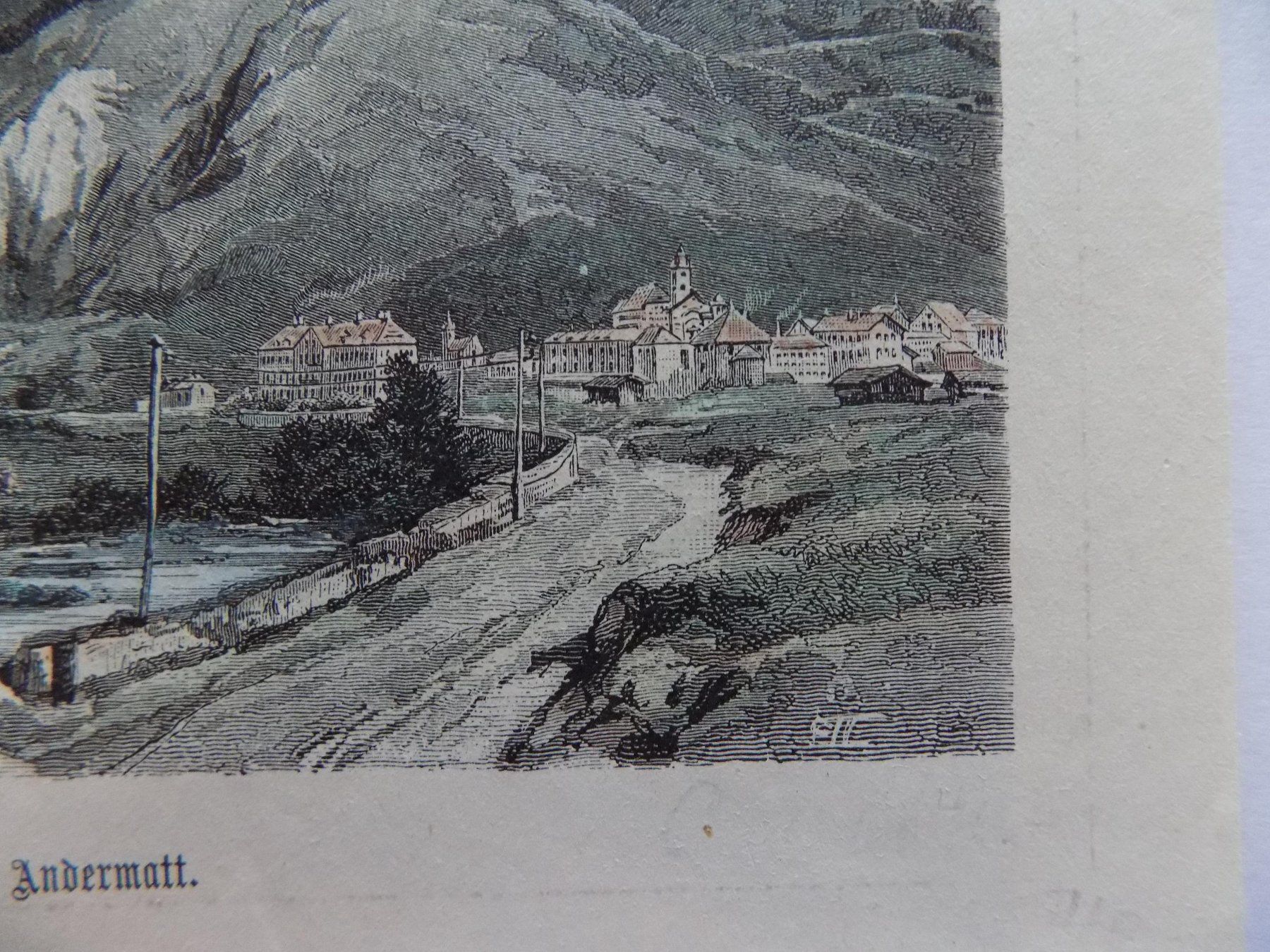 Incisioni: Andermatt koloriert – Usato da Risch venduto da Antikfee 3
