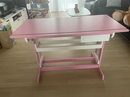 Kinderpult -Schreibtisch rosa weiss holz,110cm55cmhöhe ca50