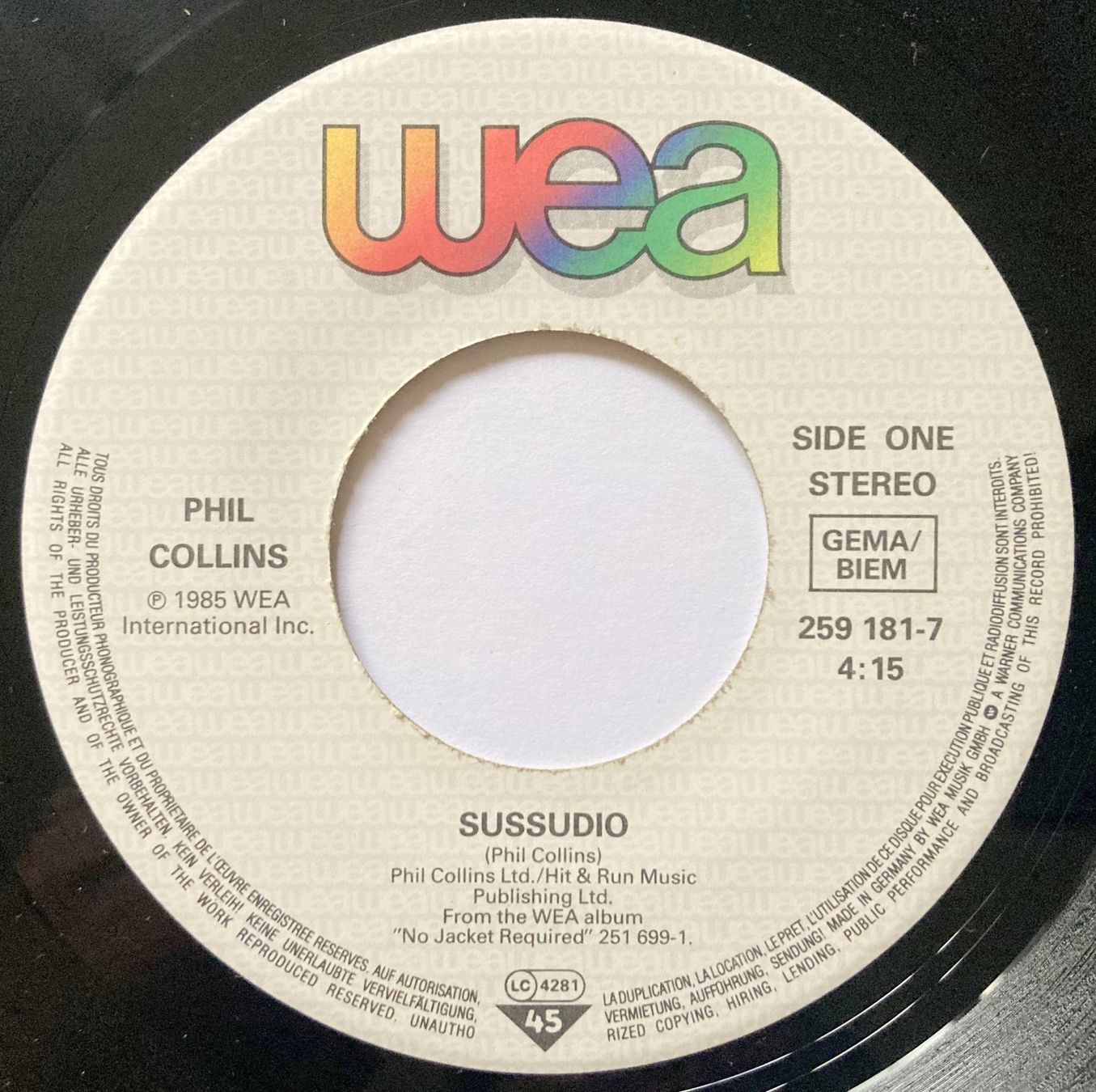 Dischi in vinile: PHIL COLLINS - SUSSUDIO – Usato da Bottens venduto da hotter-than-hell 2