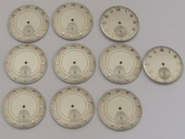 AS 1130, 10 Zifferblätter, 8x32,3mm, 2x 30.8mm. NOS swiss ma