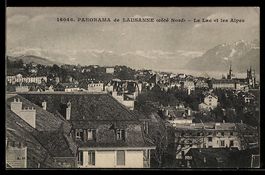 AK Lausanne, Panorama, côté Nord, Le Lac et les Alpes