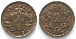 EIDGENOSSENSCHAFT 2 Rappen 1929 Bronze ERHALTUNG! unz-