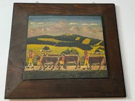 Alter Appenzeller Alpaufzug auf Holz 30x33 cm  B03#