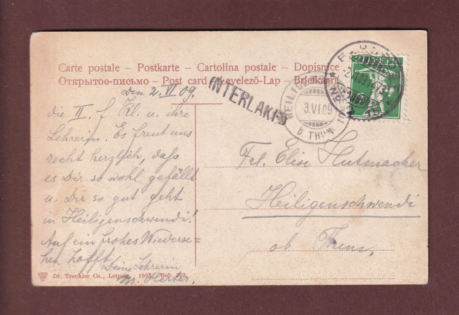 Ansichtskarten: GIESSBACH - 1909 Langstempel – Gebraucht aus Pully von nicecards-shop 1