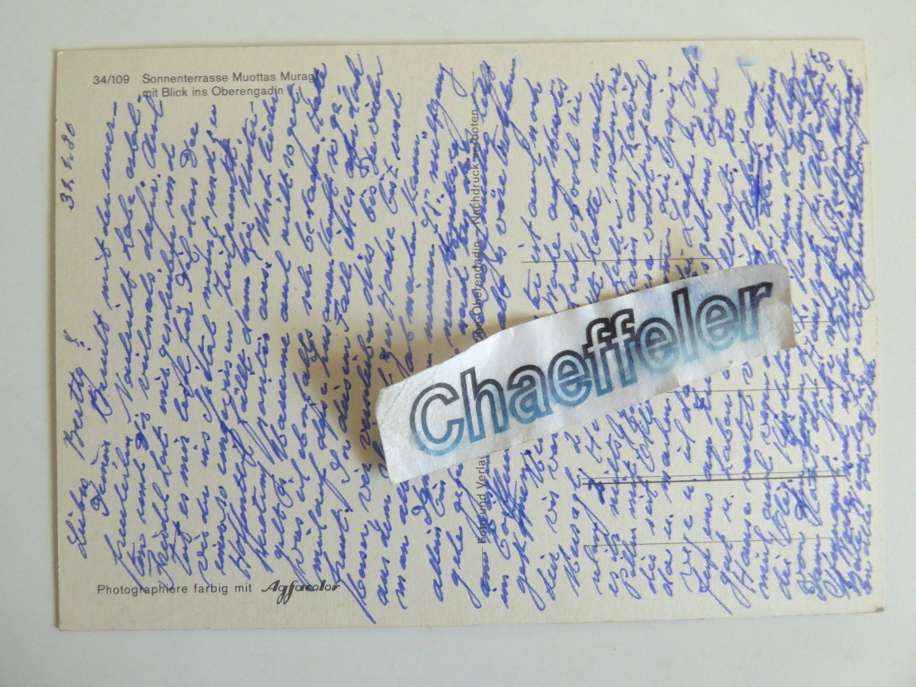 Ansichtskarten: 1980 Sonnenterrasse Muottas Murag – Gebraucht aus Zürich von Chaeffeler 1