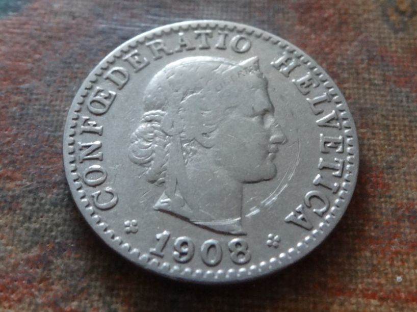 Tutti le monete: 20 Rp. 1908  (A) – Usato da Romanel-sur-Lausanne venduto da Swift13