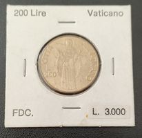 200 Lire Vatikan 1990 FDC Münze