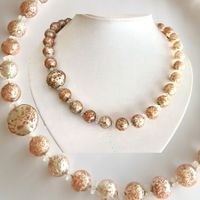Edle Muranoglas-Halskette - Blattsilber/Blattgold Unikat