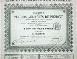 Société des Placers Aurifères du Piemont, Paris - 1888