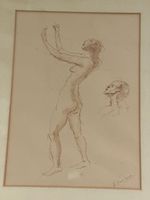 Nu et visage, étude signée H.Cavalleiro,Brésil.