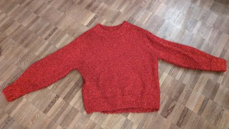 H&M Glitzer Pullover, rot, Grösse XS