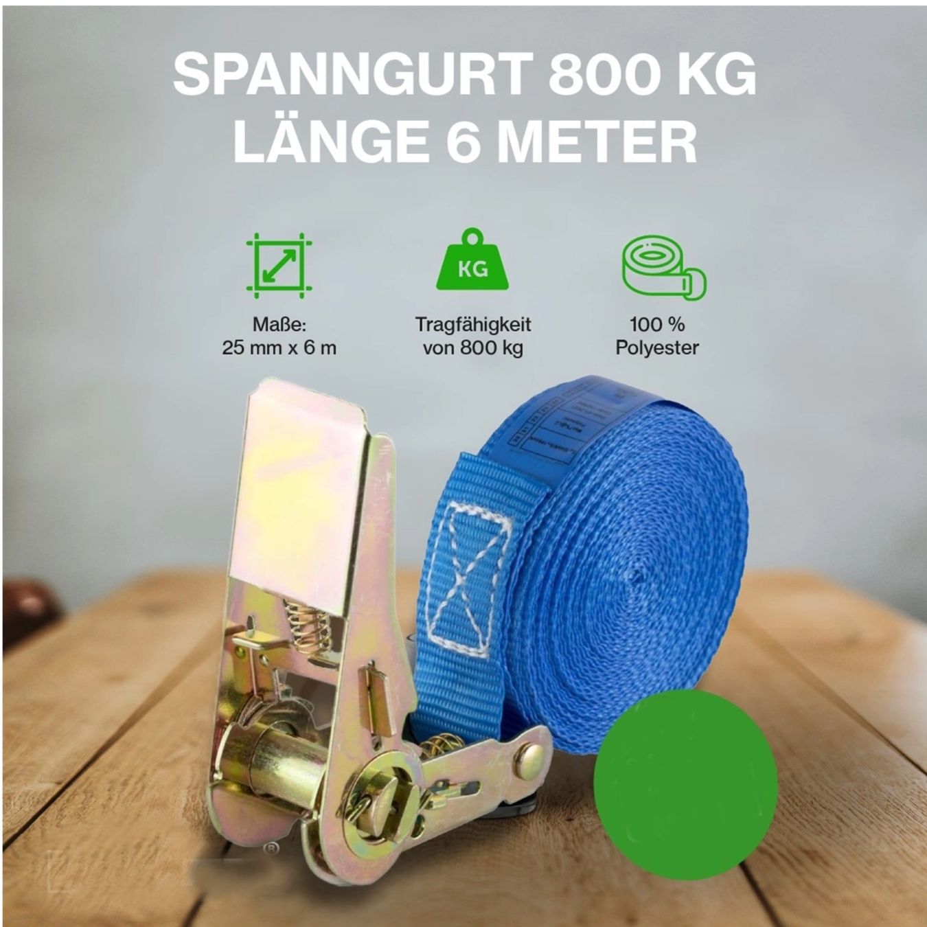 Tutti gli attrezzi: Spanngurt 800 kg 25 mm x 6 m einteilig blau – Nuovo e nell'imballaggio originale da Bülach venduto da StoreInShop.com 2