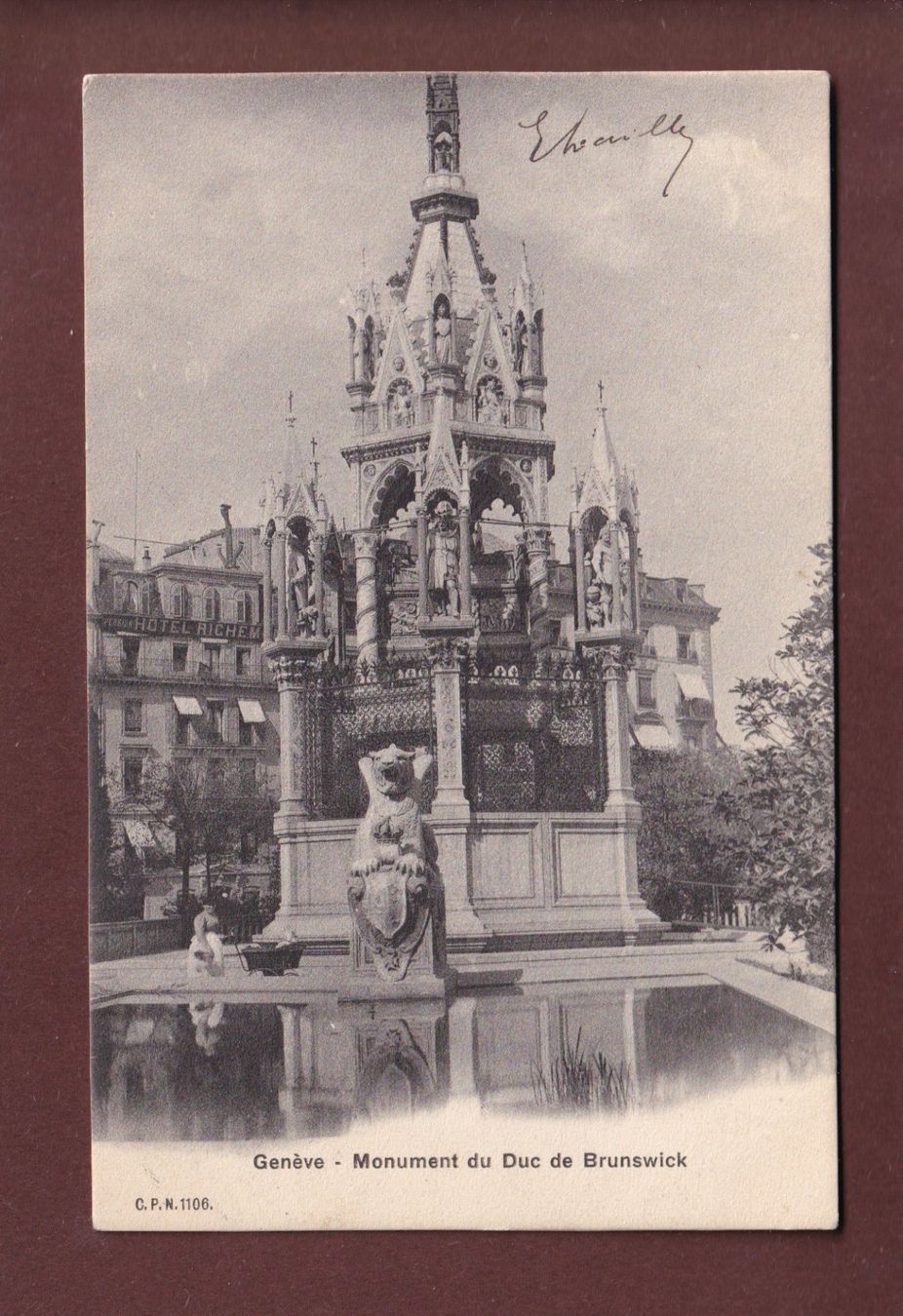 Cartoline postali: GENEVE - Monument  Brunswick - 1906 CPN – Usato da Pully venduto da nicecards
