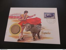 Münzbrief Spanien 50 Pesetas 1983 Stierkampf