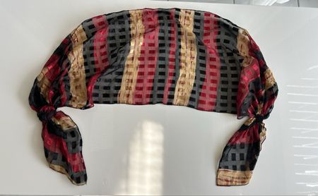 Scarf with checkered pattern red/gold/black new