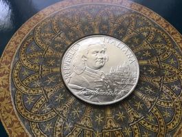 5000 Lire Silbermünze 835  ANTONIO CANAL 1977 Italia