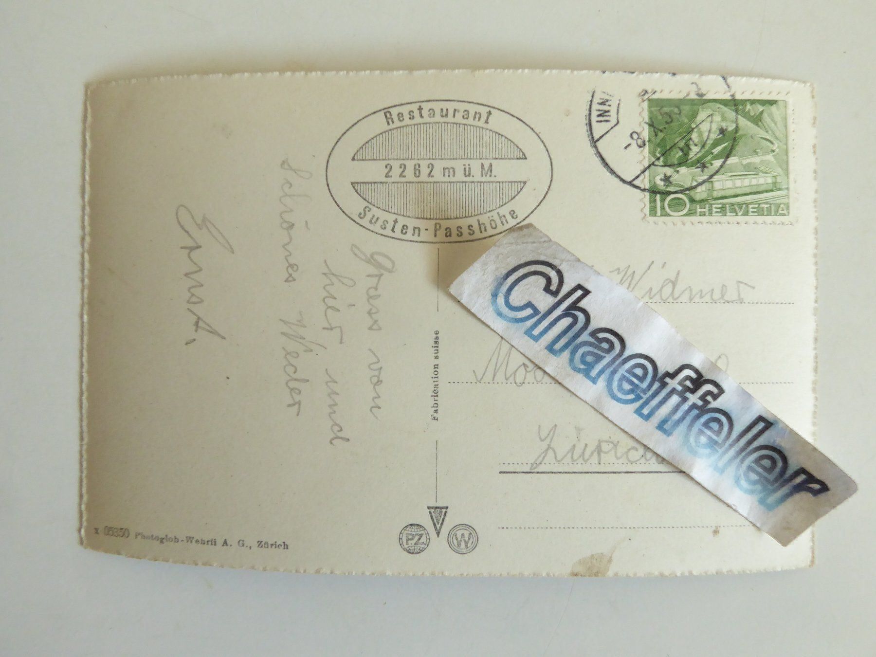 Cartes postales: 1950 Restaurant Sustenpasshöhe – D'occasion à Zürich par Chaeffeler 1