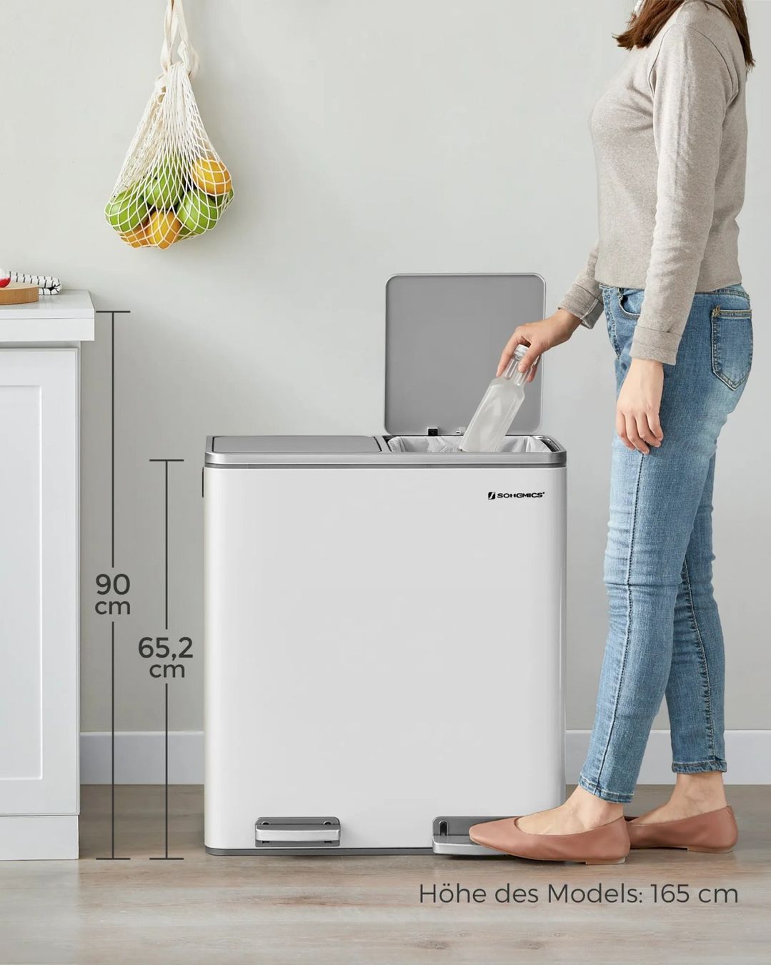 Cestini per rifiuti: SONGMICS LTB60WT Mülleimer 2 x 30L weiß – Nuovo e nell'imballaggio originale da Bottighofen venduto da zaap 6