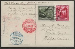 Flugpost Schweiz 1932 Liechtenstein ZH Interlaken Luftpost