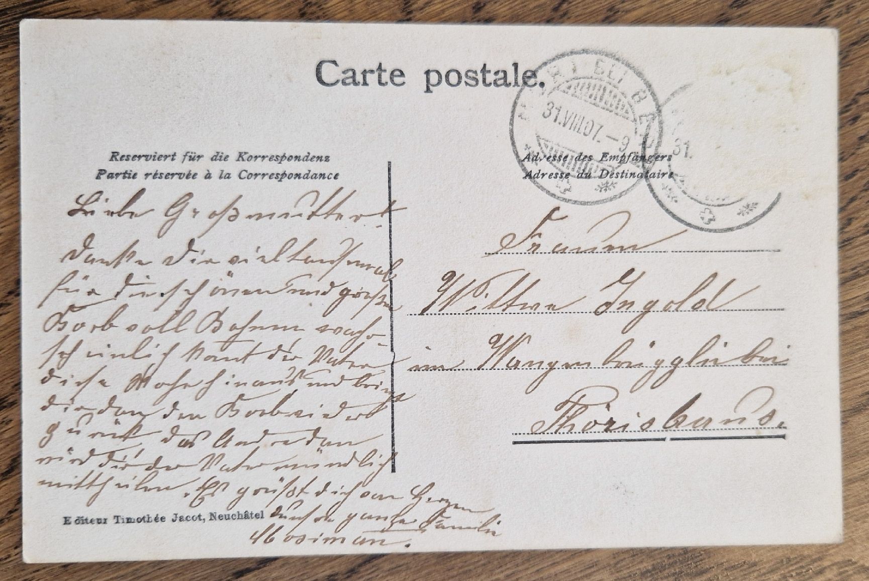 Cartoline postali: Gruss aus der Schweiz 1907 – Usato da Ebikon venduto da Donar50 2