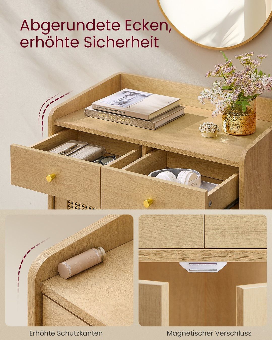 Cassettiere: Sideboard mit Türen in Rattan-Optik Boho-Stil eichenbeige – Nuovo e nell'imballaggio originale da Lachen SZ venduto da MAMORU-MOEBEL 3