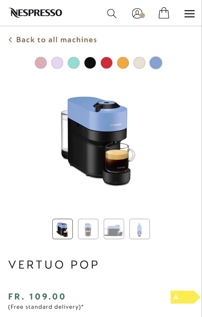 Nespresso Macchine per caffè & Macchine per espresso: Nespresso Vertuo Pop - Light Blue - Coffee Machine + 2 sets – Nuovo (secondo la descrizione) da Zürich venduto da que_5ntr 3