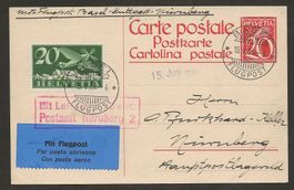 Flugpost Schweiz 1926 Basel Nürnberg Luftpost Erstflug