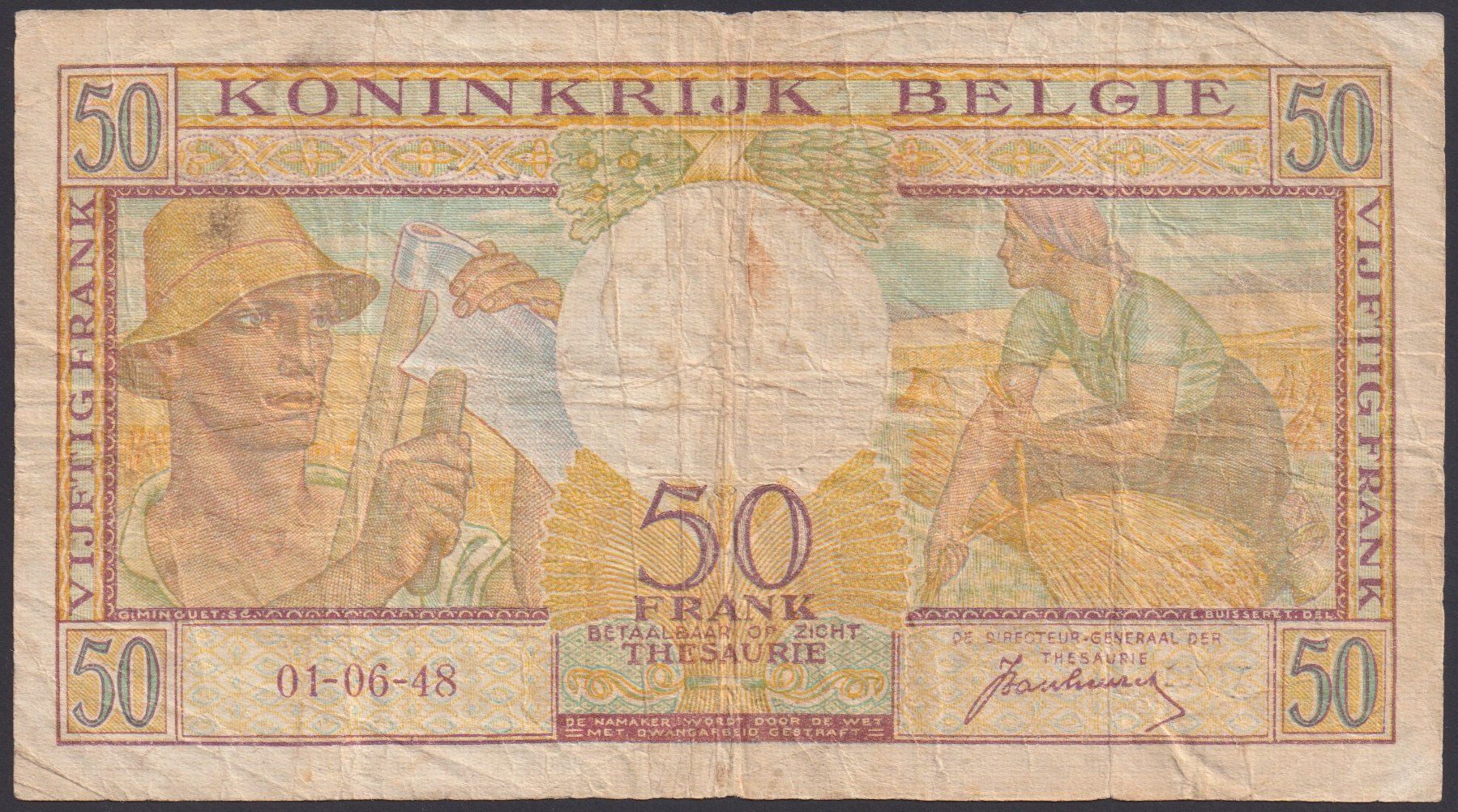 Banknoten: Belgien 50 Francs 1948 – Gebraucht aus Brugg AG von banknoten_muesli 1