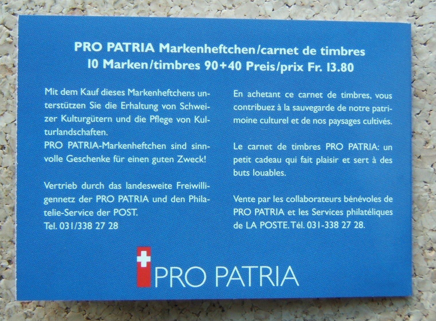 Alle Briefmarken: PRO PATRIA MARKENHEFT 1998 PF – Neu (gemäss Beschreibung) aus Brunnen von Nonne04 2