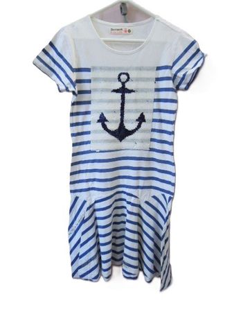 Gr. 140 146 152 Kleid DESIGUAL Anker   Achsel --> 35cm L79cm
