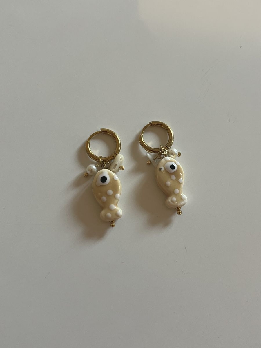 Orecchini pendenti & Orecchini a lobo: Fisch-Ohrringe aus Keramik – Usato da Zürich venduto da vintage_for_you 1